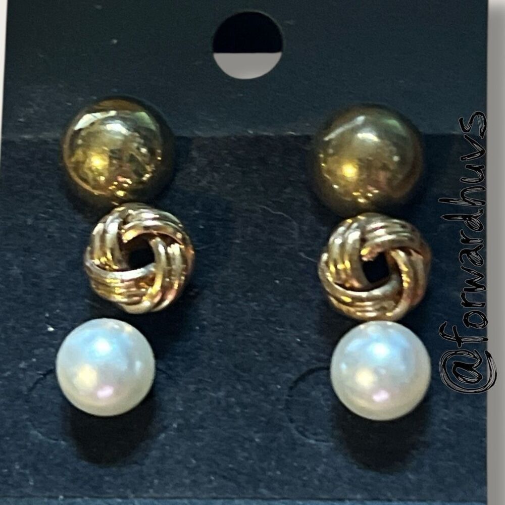 Bundle Sale 3 for $15 | Set of Three Pairs Stud Earrings - Picture 3 of 6